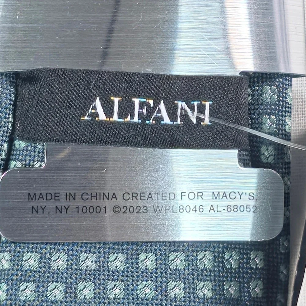 Alfani Mens Tie One Size Hazel Micro-Neat Mint Geometric Pattern Necktie NWT